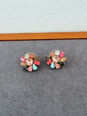 J Crew Colorful Cluster Floral Stud Earrings
